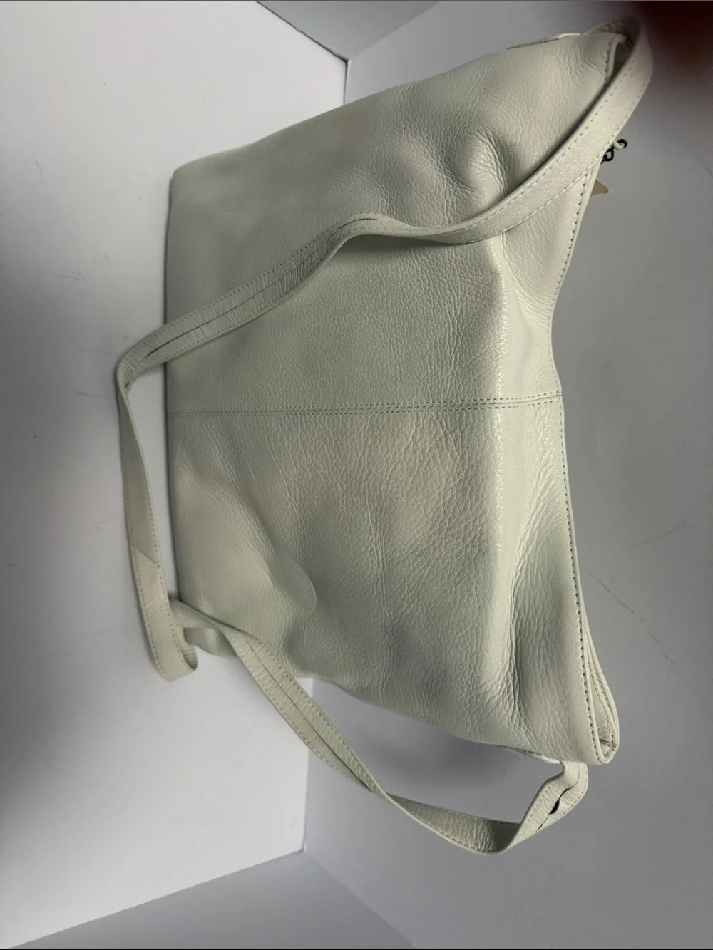 Bloomingdale's White Pebbled Leather Shoulder Bag